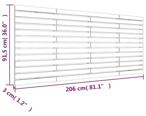 VIDAXL - Fali Fejtámla - Tömör Fenyőfa - Szürke - 206x91,5 cm
