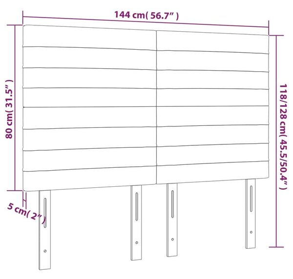 Bársony Ágyfejtámla - Világosszürke - 4 db - 72x5x78/88cm
