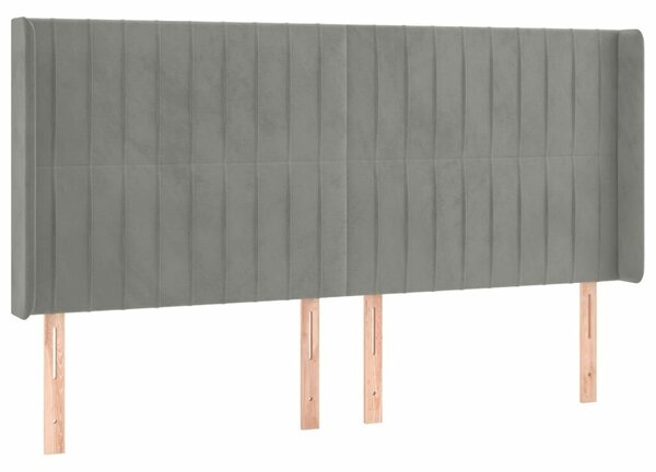 Bársony Fejtámla Szárnyakkal - Világosszürke - 203x16x118/128cm
