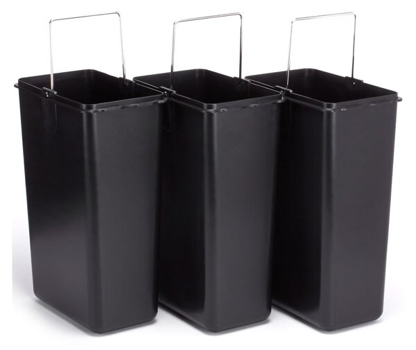 Matt ezüstszínű acél szelektív pedálos szemetes 3x8 l Tri Selectif – MSV