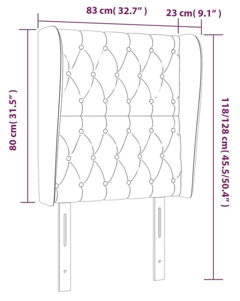 Elegáns Szövet Ágyfejtámla Szárnyakkal - Tópszín - 83x23x118/128cm