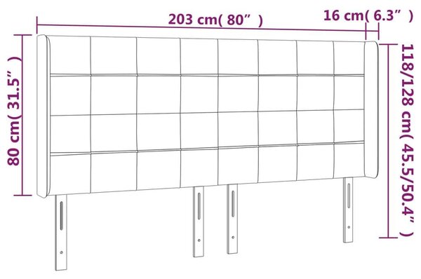 Bársony LED Fejtámla - Világosszürke - 203cm