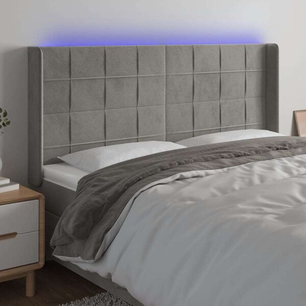 Bársony LED Fejtámla - Világosszürke - 203cm
