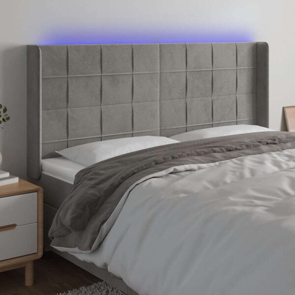 Bársony LED Fejtámla - Világosszürke - 203cm