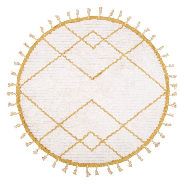 Come fehér-sárga pamut kézzel készített szőnyeg, ø 120 cm - Nattiot