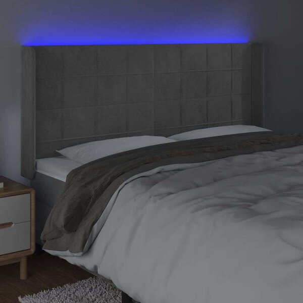 Bársony LED Fejtámla - Világosszürke - 203cm
