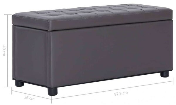 Praktikus Műbőr Tárolós Zsámoly - Szürke - 87,5 cm