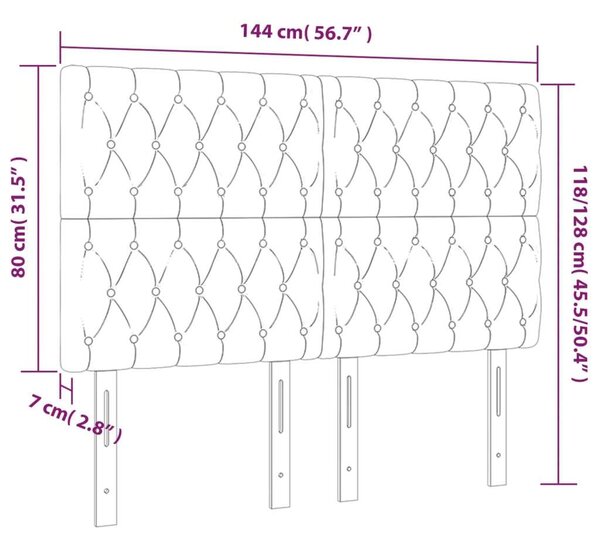 Sötétszürke szövet led-es fejtámla 144x7x118/128 cm