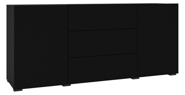Komód Revmiru 103, Laminált forgácslap, 63x140x35cm, Wotan tölgy, Fekete