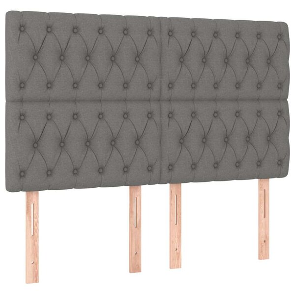 Sötétszürke szövet led-es fejtámla 144x7x118/128 cm