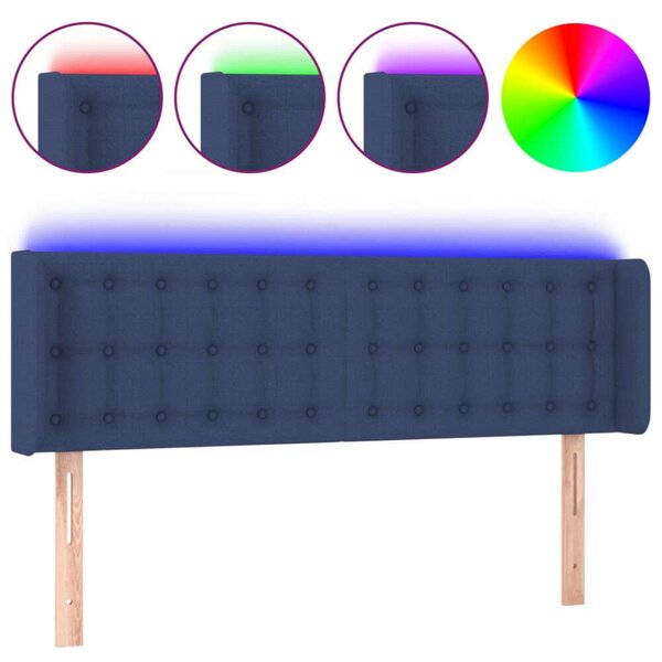 Kék szövet led-es fejtámla 147 x 16 x 78/88 cm