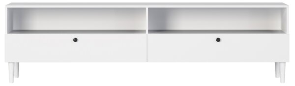 TV állvány polccal és szekrényekkel DULLUM 200x58cm, fehér