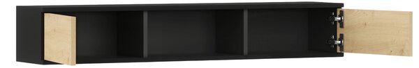 Fali polc szekrényekkel LANZZI 120 cm, fekete/tölgy
