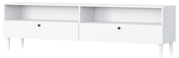 TV állvány polccal és szekrényekkel DULLUM 200x58cm, fehér