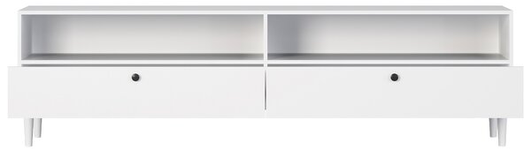 TV állvány polccal és szekrényekkel DULLUM 200x58cm, fehér