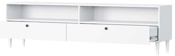 TV állvány polccal és szekrényekkel DULLUM 200x58cm, fehér