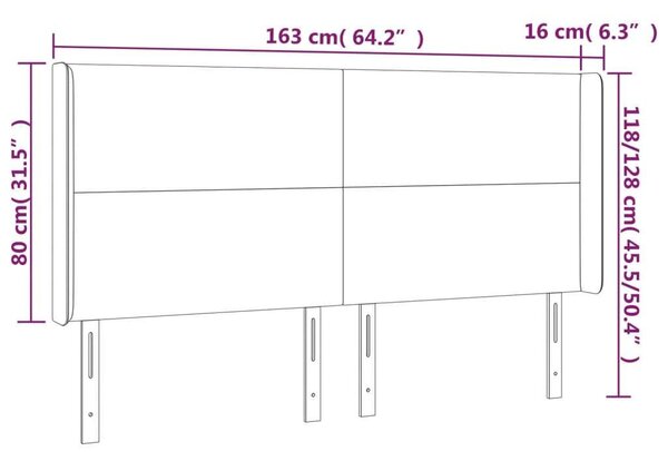 Fekete műbőr led-es fejtámla 163x16x118/128 cm