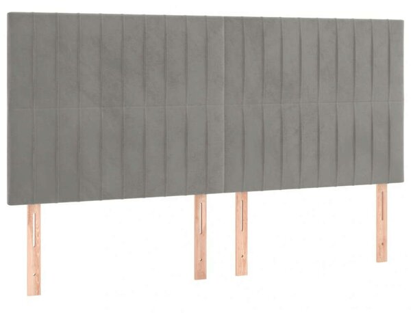 Bársony Ágyfejtámla - Világosszürke - 4 db - 100x5x78/88cm