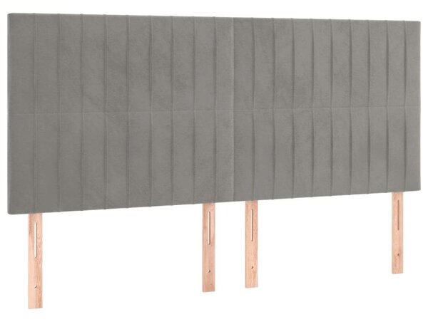 Bársony Ágyfejtámla - Világosszürke - 4 db - 100x5x78/88cm