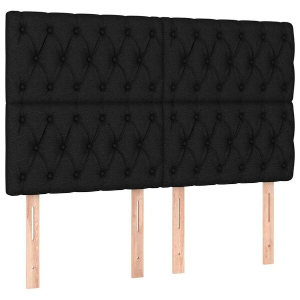 Fekete szövet led-es fejtámla 144x7x118/128 cm