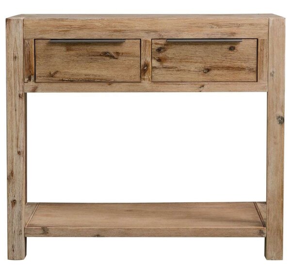 Akácfa Tálalóasztal - 2 Fiókkal és Polccal - 82x33x73 cm