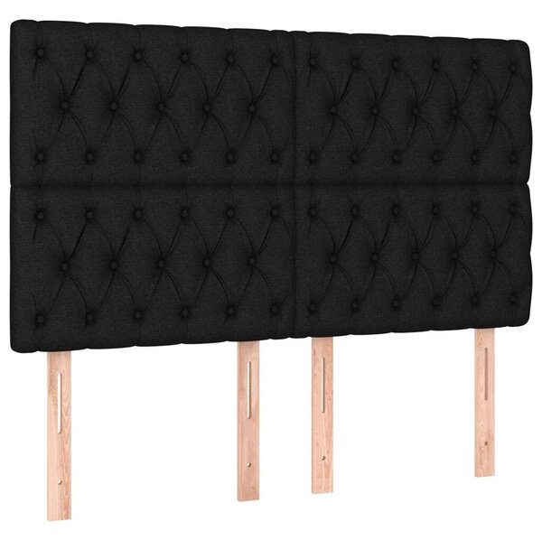 Fekete szövet led-es fejtámla 144x7x118/128 cm