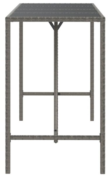 Polyrattan Bárasztal - Szürke - 180x70x110 cm