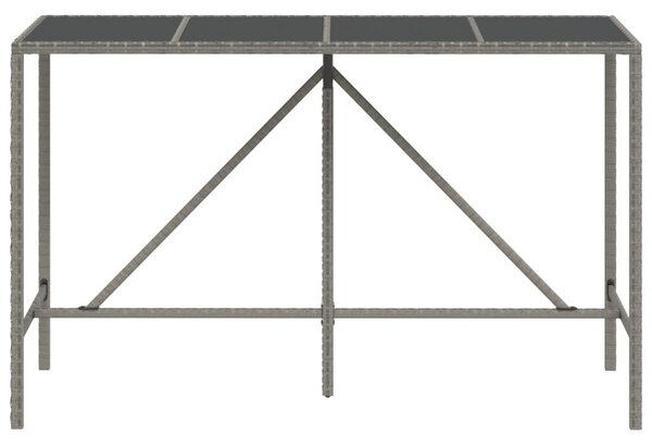 Polyrattan Bárasztal - Szürke - 180x70x110 cm