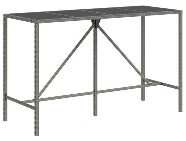 Polyrattan Bárasztal - Szürke - 180x70x110 cm