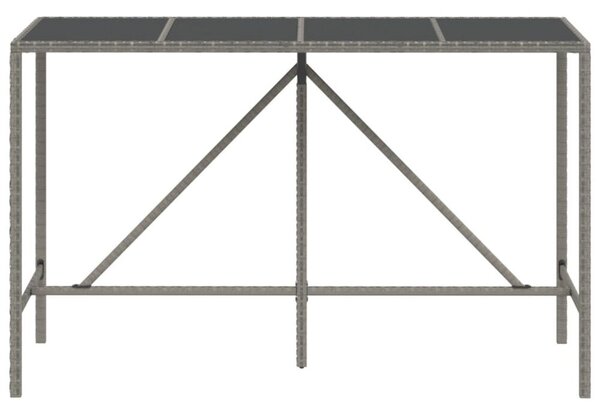 Polyrattan Bárasztal - Szürke - 180x70x110 cm