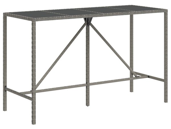 Polyrattan Bárasztal - Szürke - 180x70x110 cm
