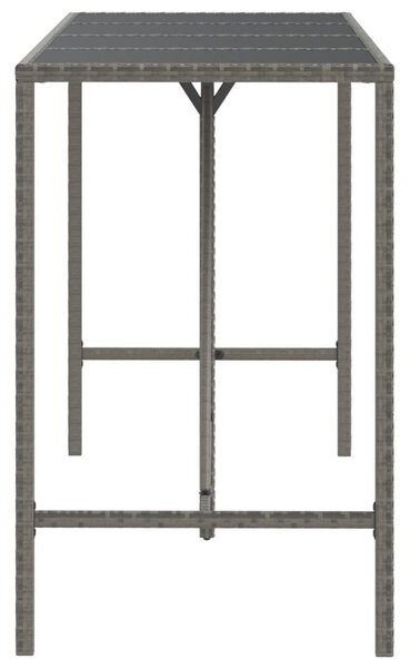 Polyrattan Bárasztal - Szürke - 180x70x110 cm