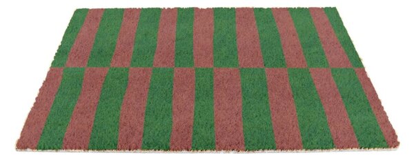 Kókuszrost lábtörlő 40x60 cm Pink & Green Half Stripes – Artsy Doormats