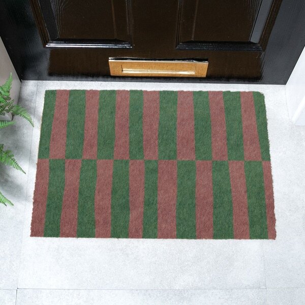 Kókuszrost lábtörlő 40x60 cm Pink & Green Half Stripes – Artsy Doormats