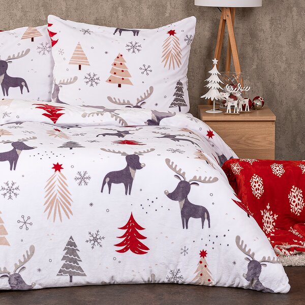 4Home Cute reindeer mikroflanel ágyneműhuzat, 140 x 200 cm, 70 x 90 cm