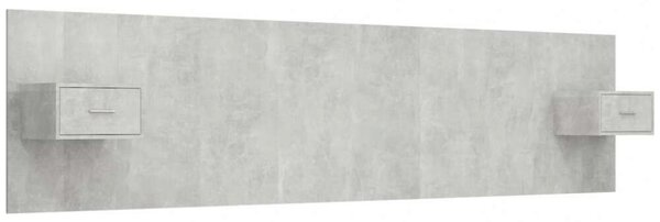 Modern Ágyfejtámla Éjjeliszekrényekkel - Beton Szürke - 240cm
