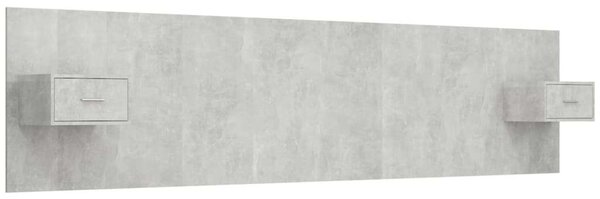 Modern Ágyfejtámla Éjjeliszekrényekkel - Beton Szürke - 240cm