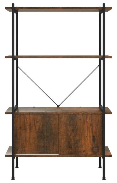 4 szintes acél és szerelt fa polc szekrénnyel 80x40x130 cm