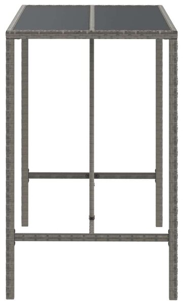 Polyrattan Bárasztal - Szürke - 110x70x110 cm