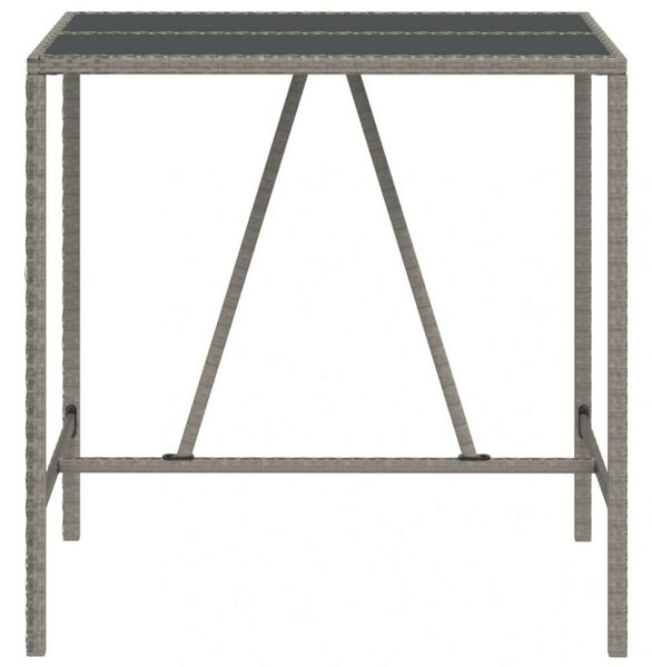 Polyrattan Bárasztal - Szürke - 110x70x110 cm