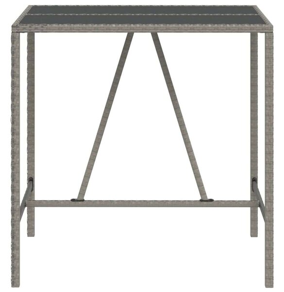 Polyrattan Bárasztal - Szürke - 110x70x110 cm