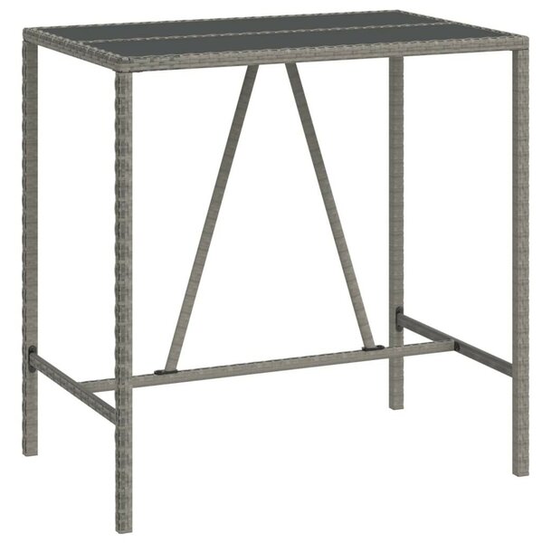 Polyrattan Bárasztal - Szürke - 110x70x110 cm
