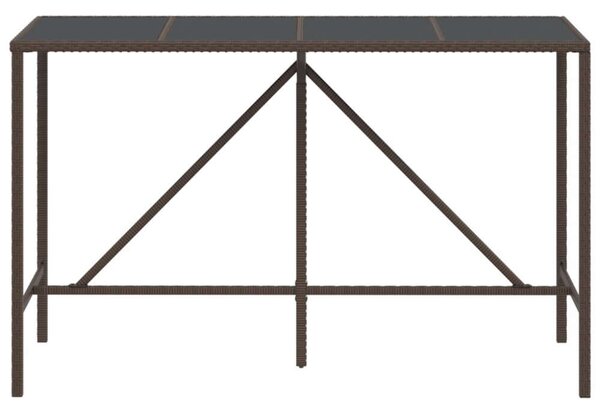 Polyrattan Bárasztal - Üveglapos - 180x70x110 cm