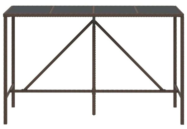 Polyrattan Bárasztal - Üveglapos - 180x70x110 cm