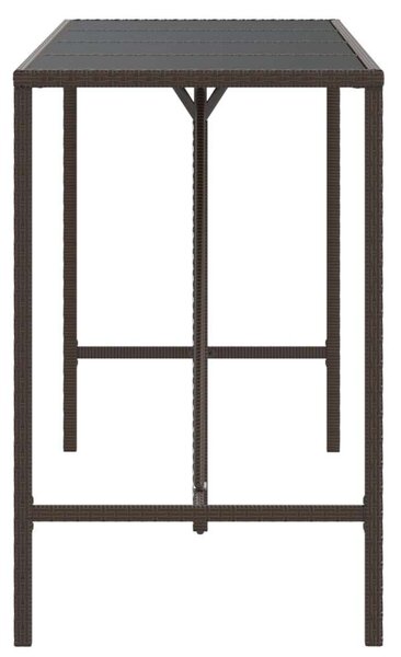 Polyrattan Bárasztal - Üveglapos - 180x70x110 cm