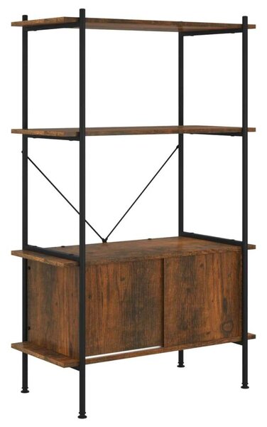 4 szintes acél és szerelt fa polc szekrénnyel 80x40x130 cm