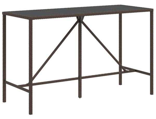 Polyrattan Bárasztal - Üveglapos - 180x70x110 cm