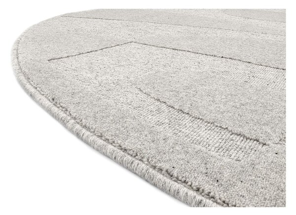 Világosszürke gyapjú kerek szőnyeg ø 120 cm Morphic Botanica – Agnella