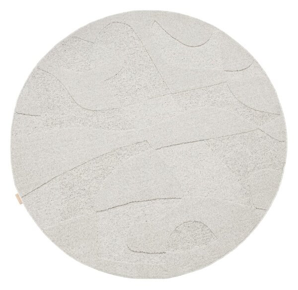 Világosszürke gyapjú kerek szőnyeg ø 120 cm Morphic Botanica – Agnella