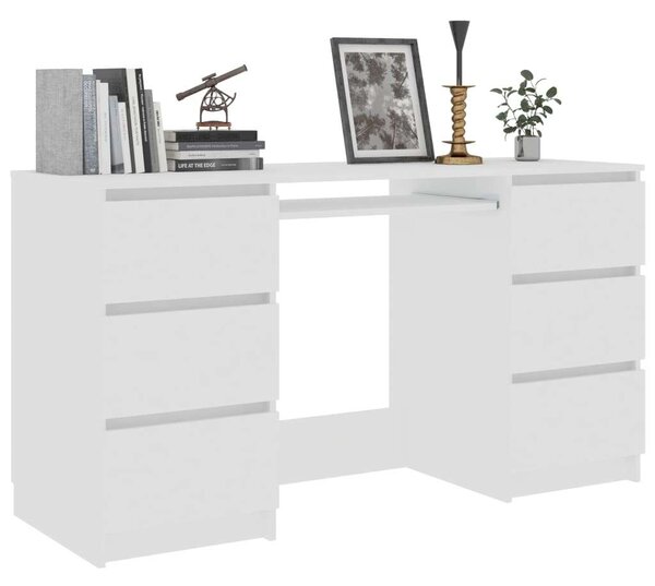 Modern Fehér Íróasztal - 6 Fiók - 140x50x77 cm
